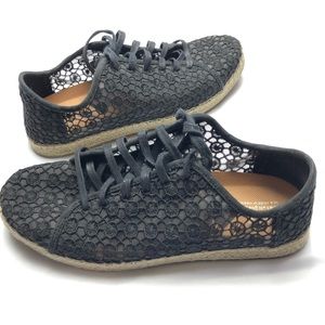 TOMS Lena Cotton Sneakers Black Mosaic Mesh W8.5